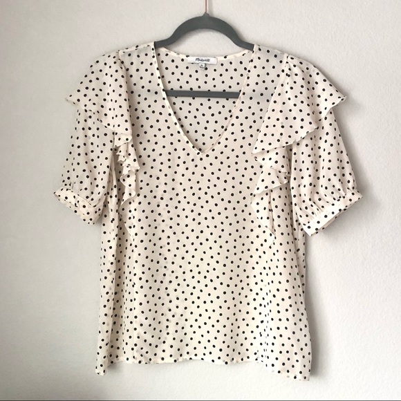 \Madewell\• V-Neck Silk Ruffle Top - Picture 1 of 16